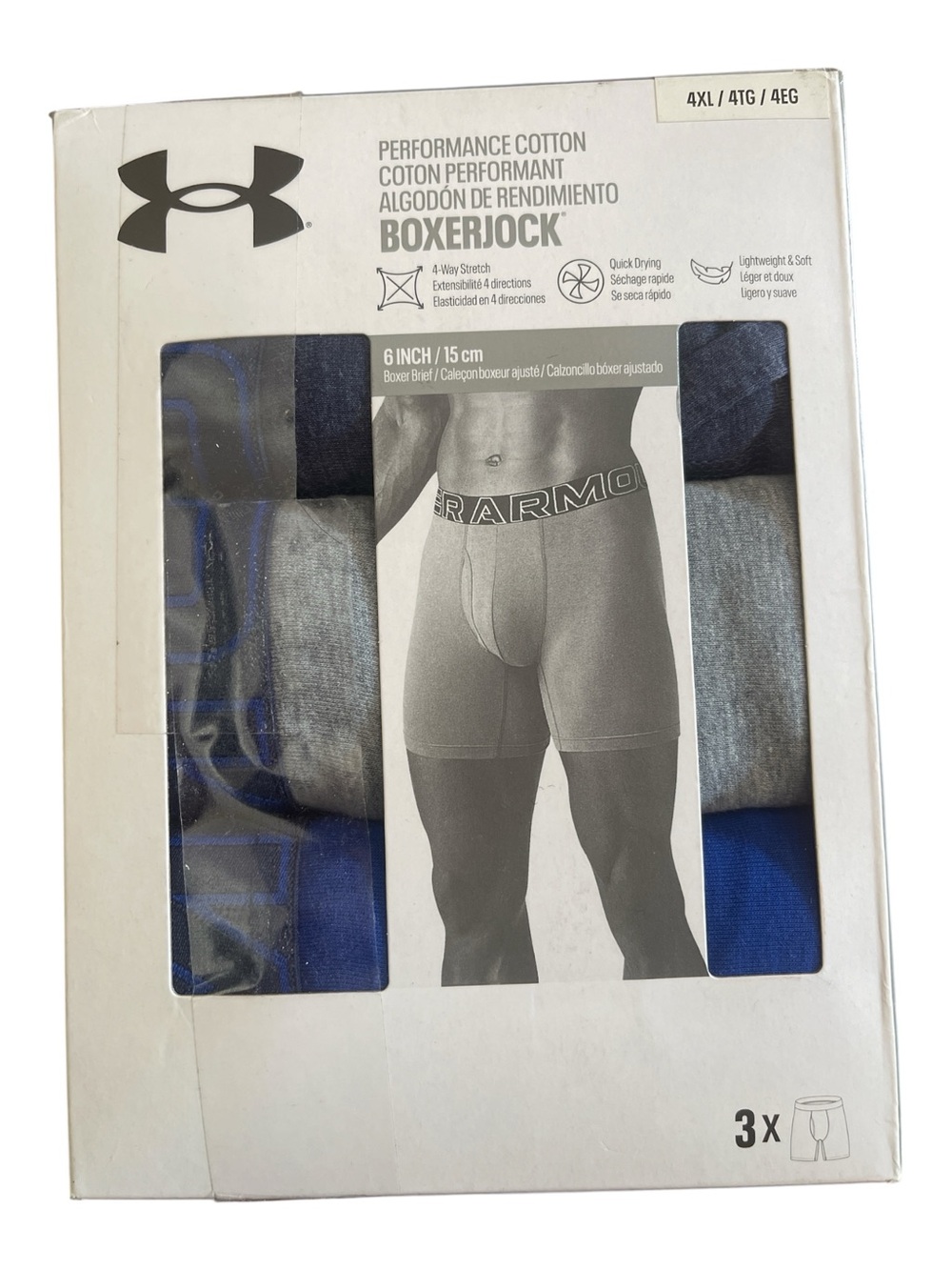 Under Armour Boxerjock 4XL Performance Cotton 6” Boxer Briefs 3 Pack NWT